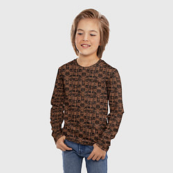 Лонгслив детский Тёмный чёрно-коричневый паттерн, цвет: 3D-принт — фото 2