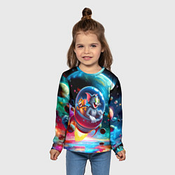 Лонгслив детский Том и Джерри летят в ракете - нейроарт, цвет: 3D-принт — фото 2