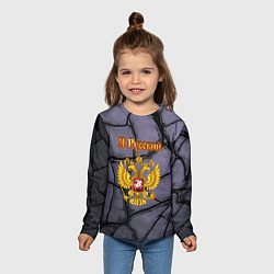 Лонгслив детский Герб России и текстурные плиты, цвет: 3D-принт — фото 2