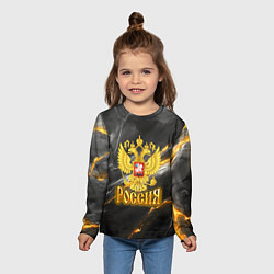 Лонгслив детский Россия черно-желтый фон, цвет: 3D-принт — фото 2