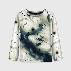 Детский лонгслив Бежевый и тёмно-синий космическая абстракция