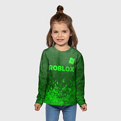 Лонгслив детский Roblox - green gradient посередине, цвет: 3D-принт — фото 2