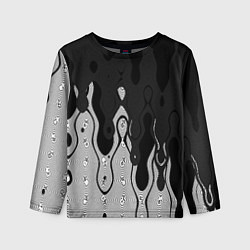 Детский лонгслив Чёрно-белый абстракция стекающаяся