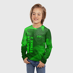 Лонгслив детский Counter Strike 2 - green gradient вертикально, цвет: 3D-принт — фото 2