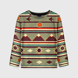 Лонгслив детский Этнический мотив с горами, цвет: 3D-принт