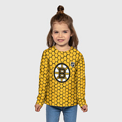 Лонгслив детский Бостон Брюинз - желтые соты, цвет: 3D-принт — фото 2