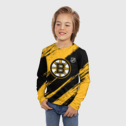 Лонгслив детский Бостон Брюинз - брызги краски, цвет: 3D-принт — фото 2