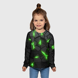 Лонгслив детский Зеленая неоновая броня, цвет: 3D-принт — фото 2