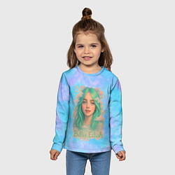 Лонгслив детский Билли Айлиш с зелеными волосами, цвет: 3D-принт — фото 2