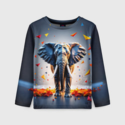 Лонгслив детский Геометрический слон и цветные полигоны, цвет: 3D-принт