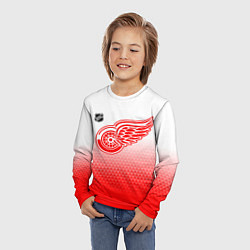 Лонгслив детский Детройт Ред Уингз - красно белый градиент, цвет: 3D-принт — фото 2