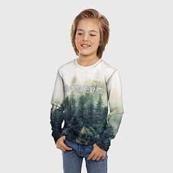 Лонгслив детский Лес мой храм - текстом рун, цвет: 3D-принт — фото 2
