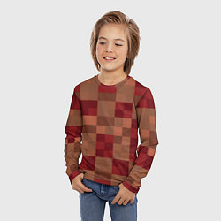 Лонгслив детский Бордовые пиксели, цвет: 3D-принт — фото 2