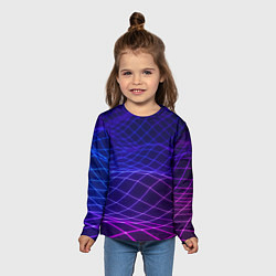 Лонгслив детский Абстрактные волны из сот, цвет: 3D-принт — фото 2
