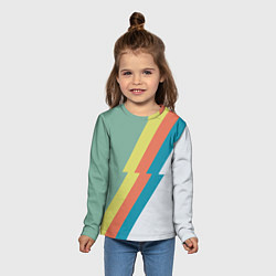 Лонгслив детский Рок молния Боуи весенняя палитра, цвет: 3D-принт — фото 2