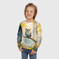 Лонгслив детский Сова в мрачном лесу, цвет: 3D-принт — фото 2