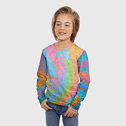 Лонгслив детский Абстракция - multicolored curves, цвет: 3D-принт — фото 2