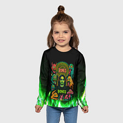 Лонгслив детский Bones психоделика, цвет: 3D-принт — фото 2