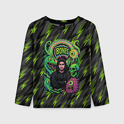 Лонгслив детский Bones психоделический стиль, цвет: 3D-принт