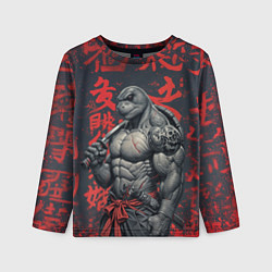 Лонгслив детский Антропоморфная черепаха воин - нейроарт, цвет: 3D-принт