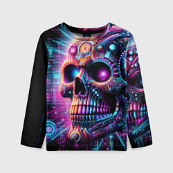 Детский лонгслив Neon cyber skull
