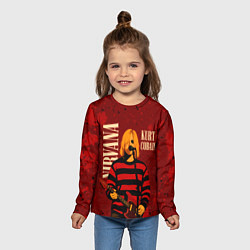 Лонгслив детский Нирвана, гранж из 90-х, цвет: 3D-принт — фото 2