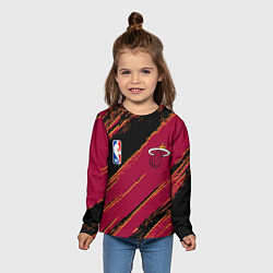 Лонгслив детский Майами Хит - цвета команды, цвет: 3D-принт — фото 2