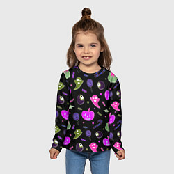 Лонгслив детский Halloween pink black pumpkin, цвет: 3D-принт — фото 2