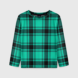 Лонгслив детский Checkered turquoise, цвет: 3D-принт