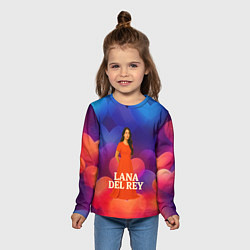Лонгслив детский Lana Del Rey на фоне сердечек, цвет: 3D-принт — фото 2