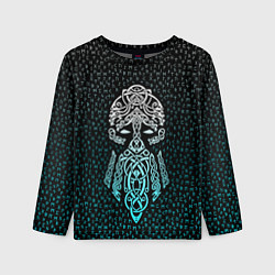 Лонгслив детский Древний бог воинов в кельтском стиле и рунах, цвет: 3D-принт