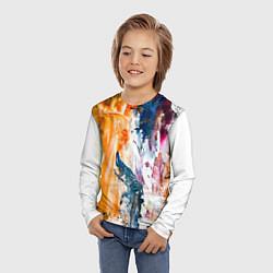 Лонгслив детский Разноцветные мазки кисти на палитре художника, цвет: 3D-принт — фото 2