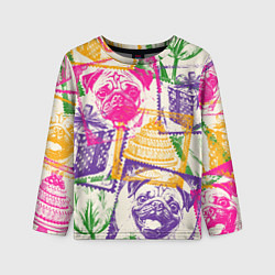 Детский лонгслив Мопс и праздник