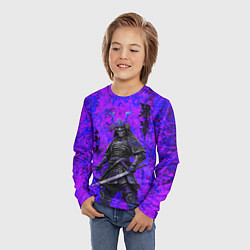 Лонгслив детский Призрак самурай - неоновые краски, цвет: 3D-принт — фото 2