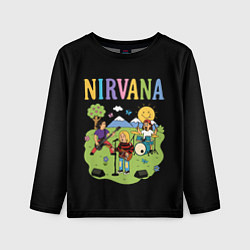 Лонгслив детский Нирвана мультяшный стиль, цвет: 3D-принт
