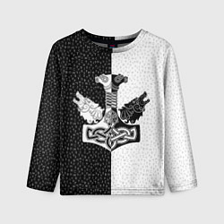 Детский лонгслив Волки воины и знак молот тора в рунах