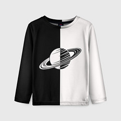 Лонгслив детский Сатурн черно-белый, цвет: 3D-принт
