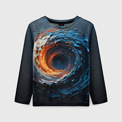 Лонгслив детский Краска синяя и оранжевая в форме вихря, цвет: 3D-принт