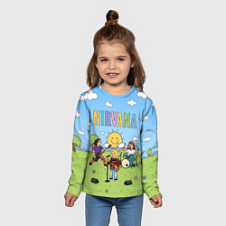 Лонгслив детский Nirvana мультяшный стиль на поляне, цвет: 3D-принт — фото 2