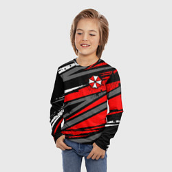 Лонгслив детский Umbrella - red lines, цвет: 3D-принт — фото 2