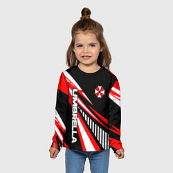 Лонгслив детский Красный спортивный - Umbrella, цвет: 3D-принт — фото 2