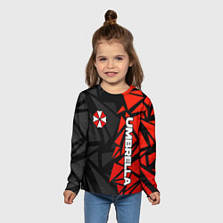 Лонгслив детский Umbrella corp - красные фрагменты, цвет: 3D-принт — фото 2