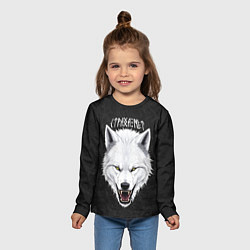 Лонгслив детский Белый волк - страха нет, цвет: 3D-принт — фото 2