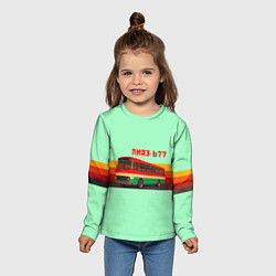 Лонгслив детский Ретро автобус ЛиАЗ 677, цвет: 3D-принт — фото 2