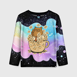Лонгслив детский Менеджер капибара в кружке в стикерах, цвет: 3D-принт