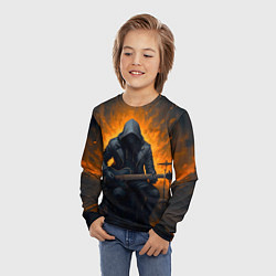 Лонгслив детский Гитарист играющий в пламени, цвет: 3D-принт — фото 2