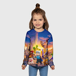 Лонгслив детский Майнкрафт - храбрая девушка, цвет: 3D-принт — фото 2