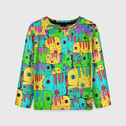 Лонгслив детский Яркие тропические рыбки паттер, цвет: 3D-принт