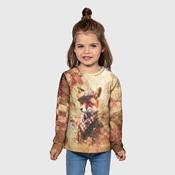Лонгслив детский Винтажный лис на осеннем фоне, цвет: 3D-принт — фото 2