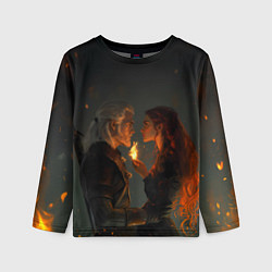 Лонгслив детский Ведьмак и огненная Трисс, цвет: 3D-принт